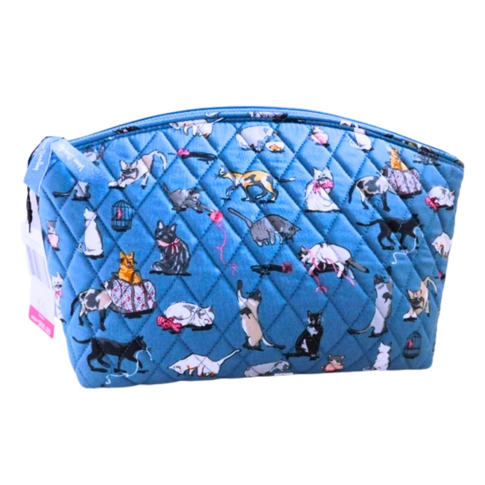 🔖FIRM🔖NWT Vera Bradley Grand Travel Cosmetic Bag Cats Meow Kittens Pattern Rare